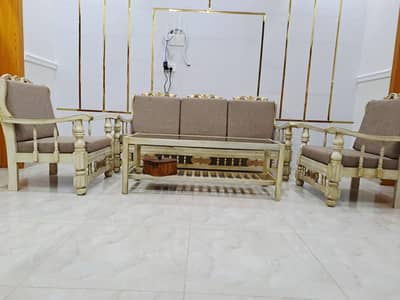 Beautiful 5-Seater Wooden Frame Sofa Set – Premium Quality