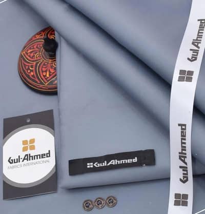 Gul Ahmed Cotton Satin Suit Grey Winter Office Wear