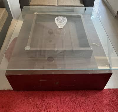 Wooden glass table