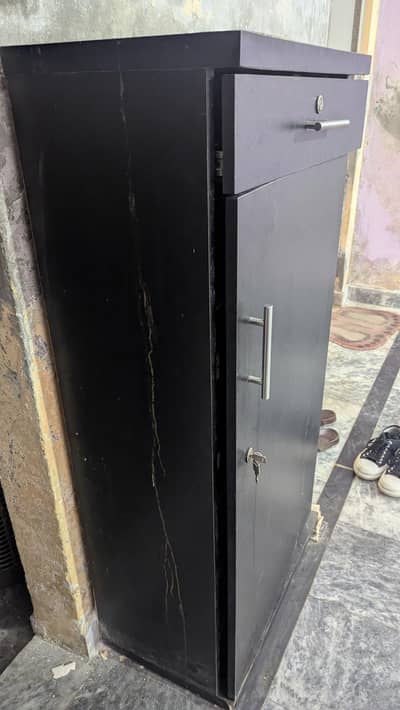 one door small wardrobe black height almost 4.5 ft