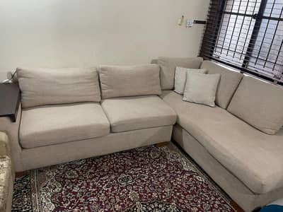 L shape sofa  jute fabric