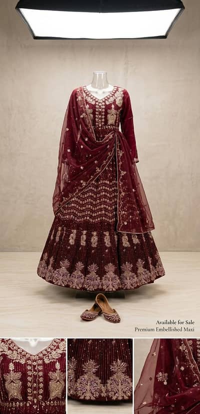 Regal Crimson Premium Embellished Maxi