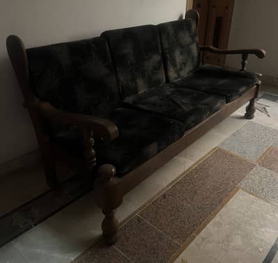 Antique wooden sofa set(3+1+1)-solid wood