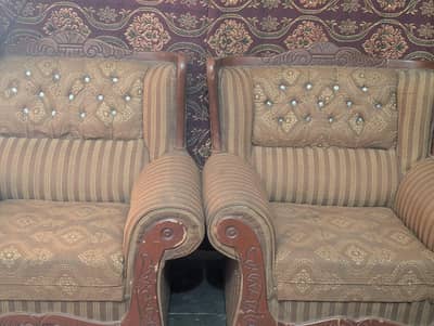 Vintage Carved Wooden Sofa Set 3+2 | Antique Style Brown