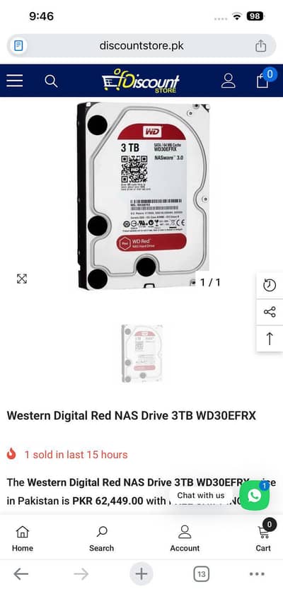 westren Digital Red Nas Drive 3TB WD30EFRX