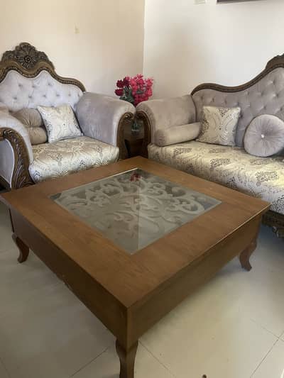 7 seater sofa + 3 tables