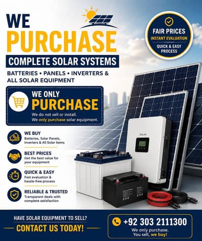 We buy complete Solar system