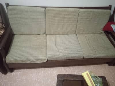 Sofa Set And Glass wood Table