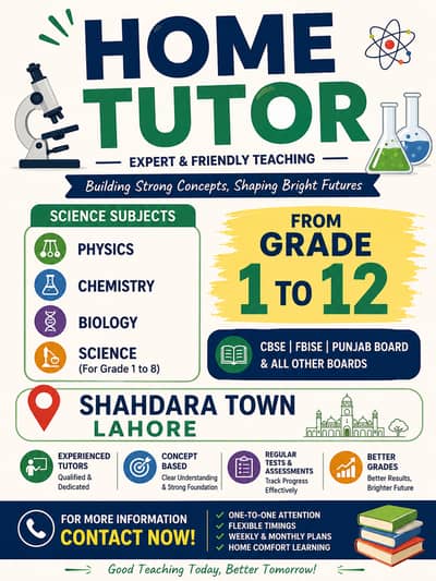 science subjects tutor with one year of experience