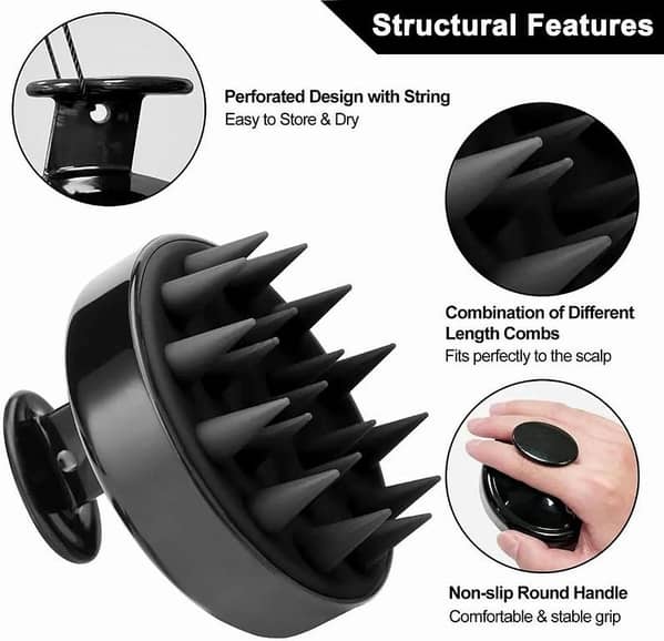 Silicone Scalp Massager Shampoo Brush | Hair Scrubber for Dandruff Removal & Deep Scalp Exfoliation (Random Color)