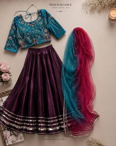 Luxury Katan Silk Lehenga Choli with Net Dupatta – Brand New