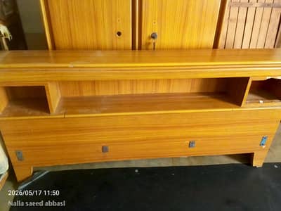 solid wood texture king bed with matching dressing table  - Great deal