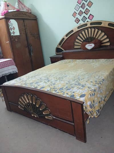 pure wood bed and dressing table
