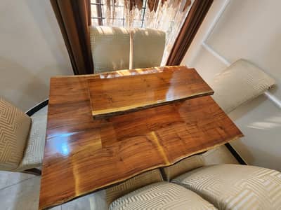 solid wood dining table with 6 chairs
