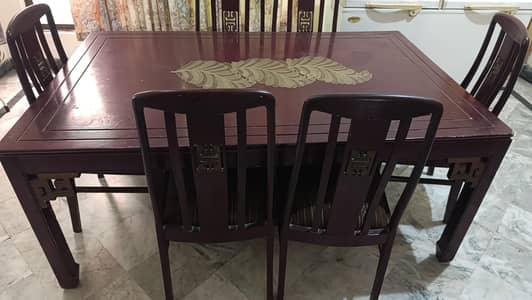 6 Chairs Pure Solid Wood Dinning Table Set