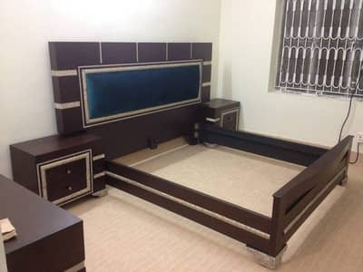 Fancy Bed set with side tables and dressing table