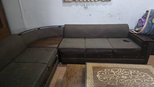 8 Seater L Shape Wooden Sofa with Side Tables – Urgent Sale