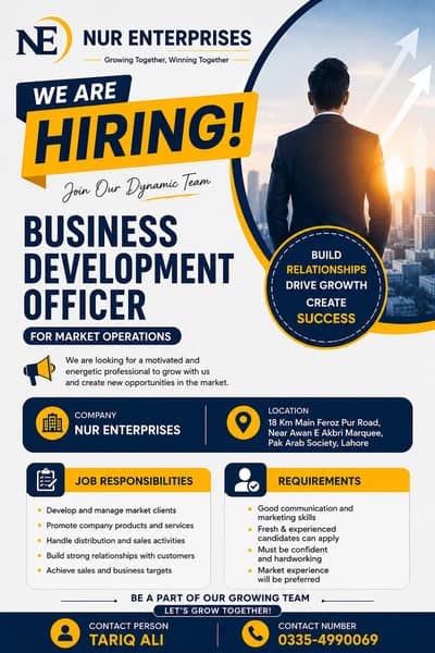 Business Development Officer Required Nur Enterprises | job in lahore
