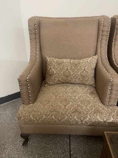 Premium Wing Chairs & Versace-Style Table Set