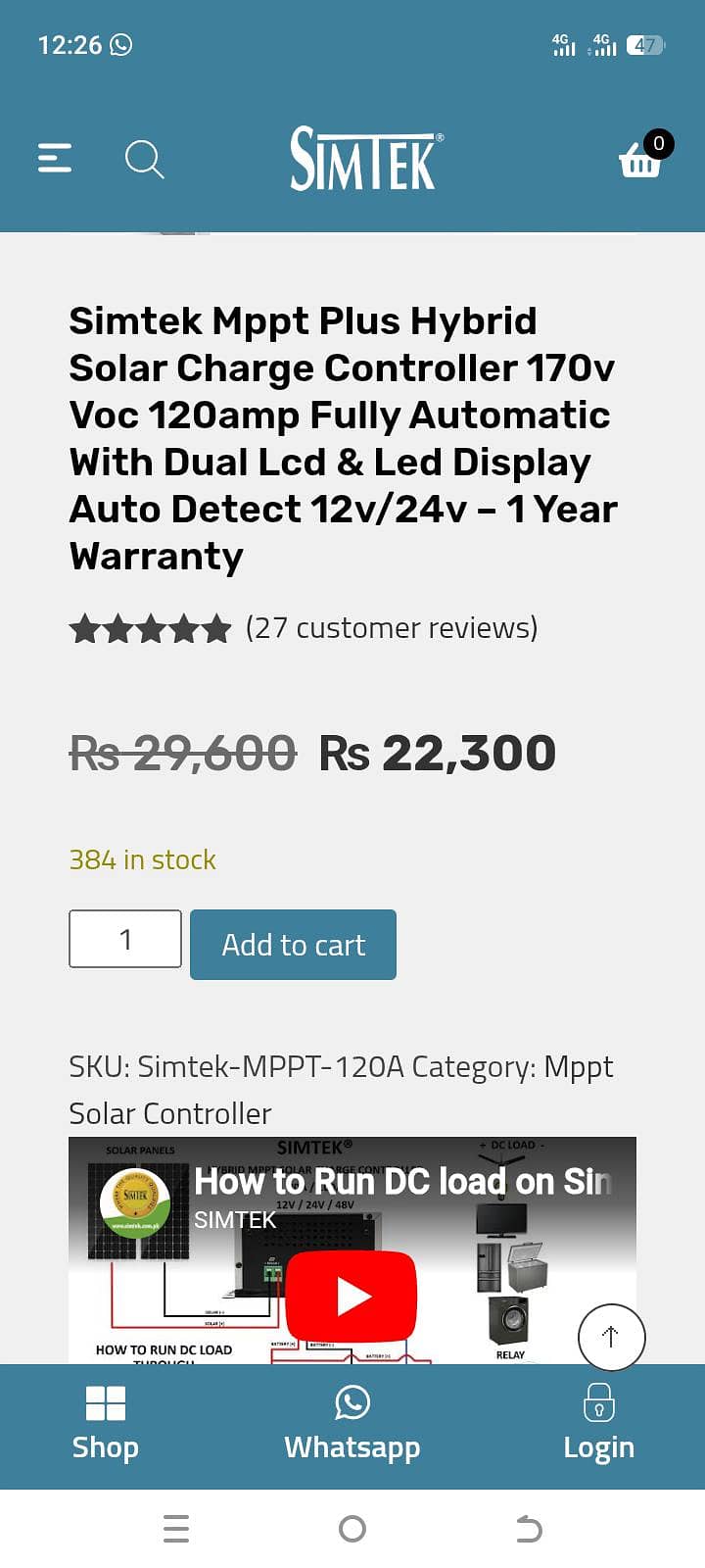 Simtek MPPT 100A 3