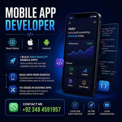 MOBILE APP DEVELOPMENT– iOS & Android | React Native | Budget Friendly