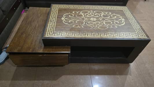 Center Table with Gold Inlay Design –& iron table