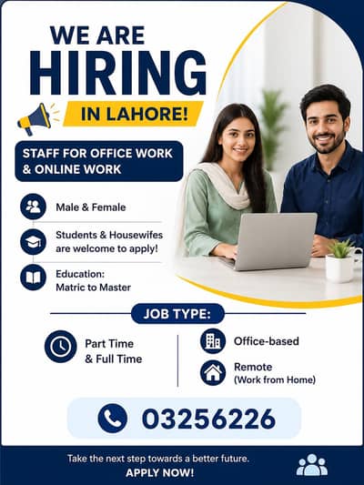 we Hiring Now At Lahore !!!