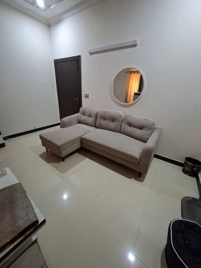 L SHAPE SOFA  WITH A BED SPACE MADE BY INTERWOOD IN VERY GOOD POSITION