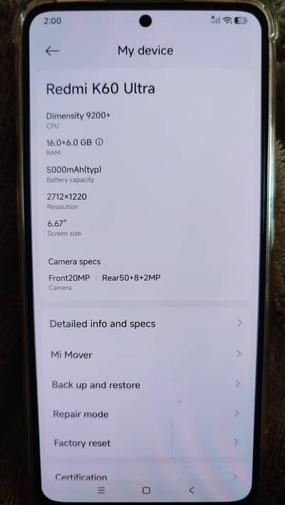 Redmi K60 Ultra 16+6/512