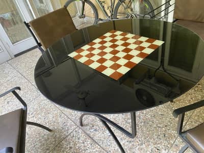 Outdoor chairs 04 with sofa of 2 and center table with mirror top