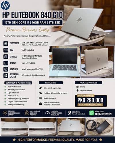 HP elite-book 840 G10 13 Gen i7 16 GB ram. 1TB SSD.