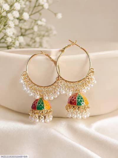 golden plated jhumka earrings for women - new design
