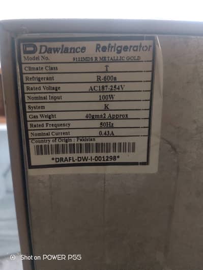 9122 MDS R metaalic gold dawlance refrigerator