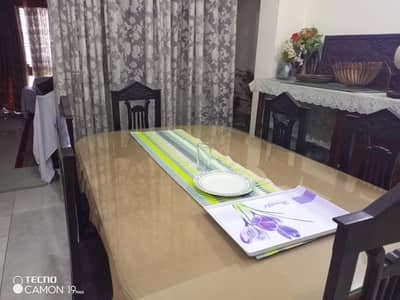 Sheeshm wood dining table with glass top