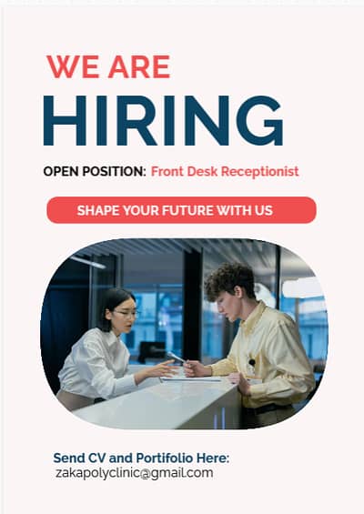 female receptionist required for a polyclinic