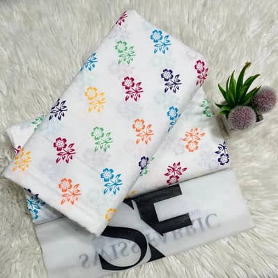 Premium Printed Cotton Lawn 2-Piece Unstitched Suit (White)