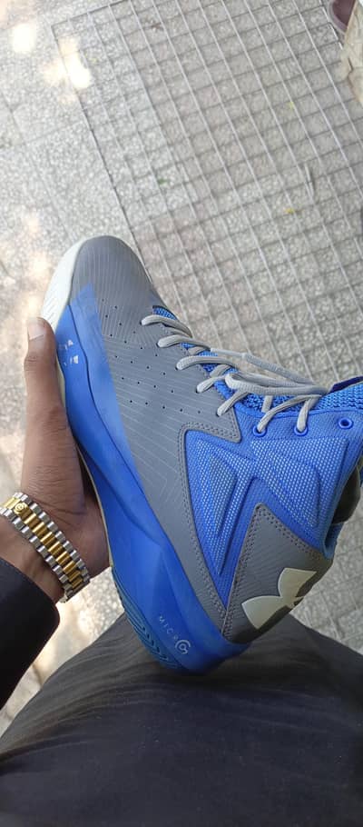 under Armour UA Rocket  sneakers in a graphite and ultra blue colorwa