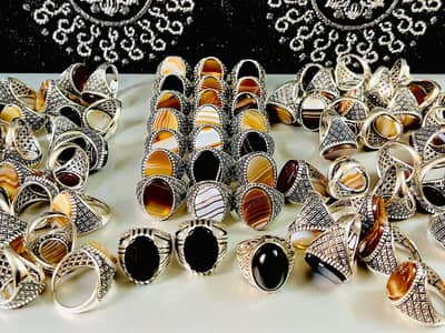 irani metal aqeeq rings ,
