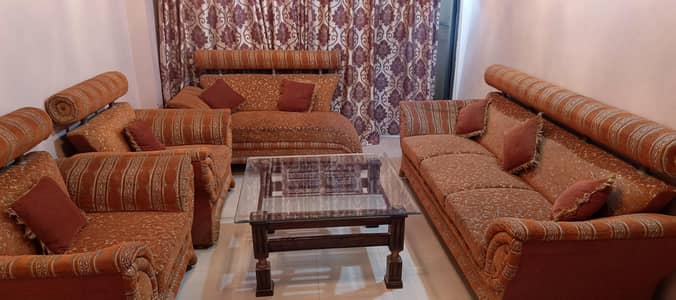 7 SEATOR SOFA SET  WITH  Wooden glass table