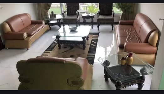 Center with 02 side tables with glass top