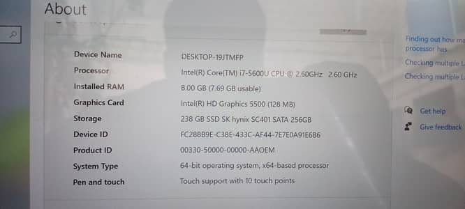 Lenovo X1 Carbon Core i7 5th Gen 8GB RAM 256GB SSD