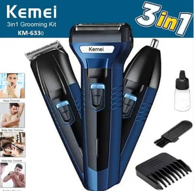Kemei KM-6332 3-in-1 Grooming Machine | Trimmer, Shaver & Hair Clipper