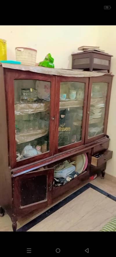 Solid Wood Crockery Showcase Cabinet