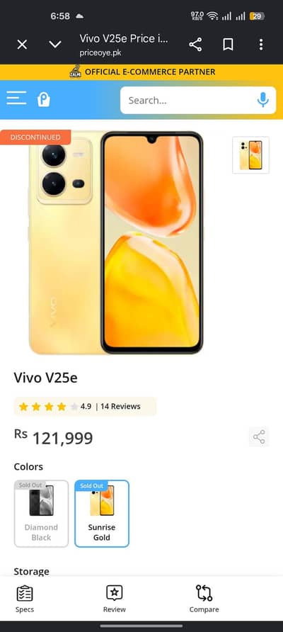vivo v25e with box all okay offical PTA approved dual sim