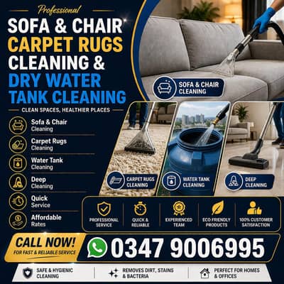 Sofa & Carpet Rugs Cleaning and dry, Water tank cleaning