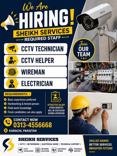 Helper, Electriton, cct teachnicain require