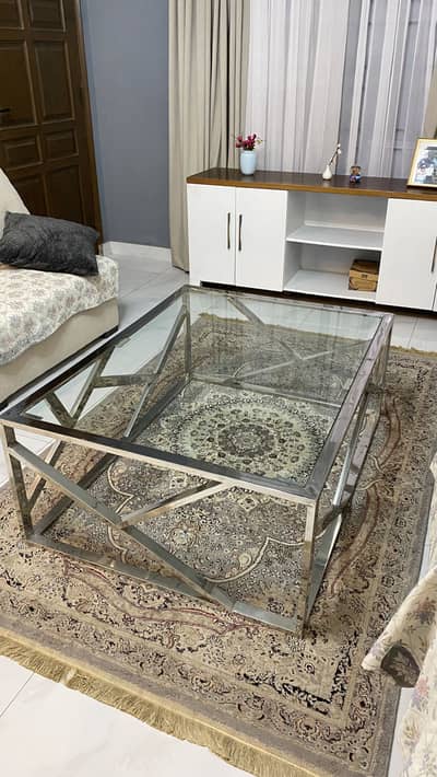 Glass and steel made Center coffee table