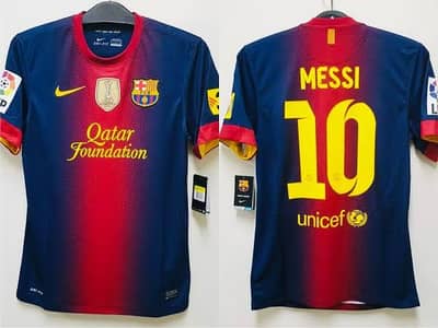 Messi #10 Era Barcelona Qatar foundation retro Home Jersey 2014/15
