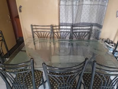 Heavy glass 8 seater Dining table big size
