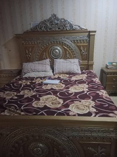 Bed for sale used for 5 months only  with 2 side tables